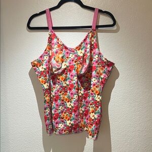 Ruby Ribbon Original Cami Shapewear Floral Pink Tank Top Bra 48